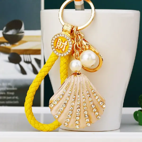 Yellow lucky rope + shell champagne color - single OPP bag packaging,chaincharmsupply.com
