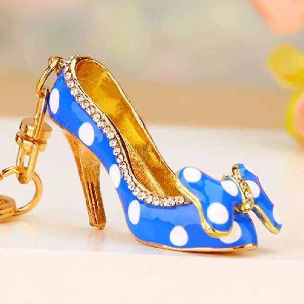 Polka dot high heels blue-single OPP bag packaging,chaincharmsupply.com