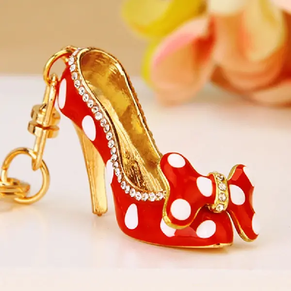 Polka dot high heels red - single OPP bag packaging,chaincharmsupply.com