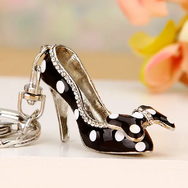 Polka dot high heels black - packed in a single OPP bag,chaincharmsupply.com