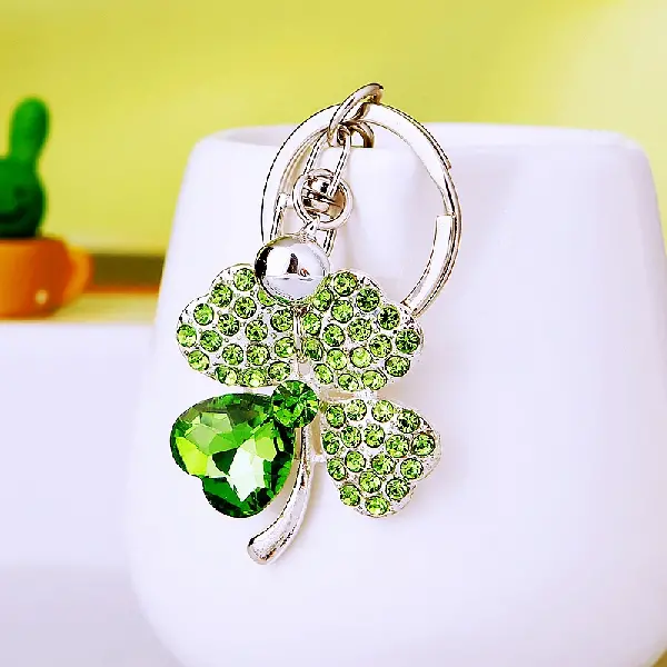 A329 rhinestone four-leaf clover green-single OPP bag packaging,chaincharmsupply.com