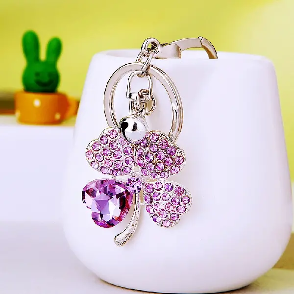 A329 rhinestone four-leaf clover purple-single OPP bag packaging,chaincharmsupply.com