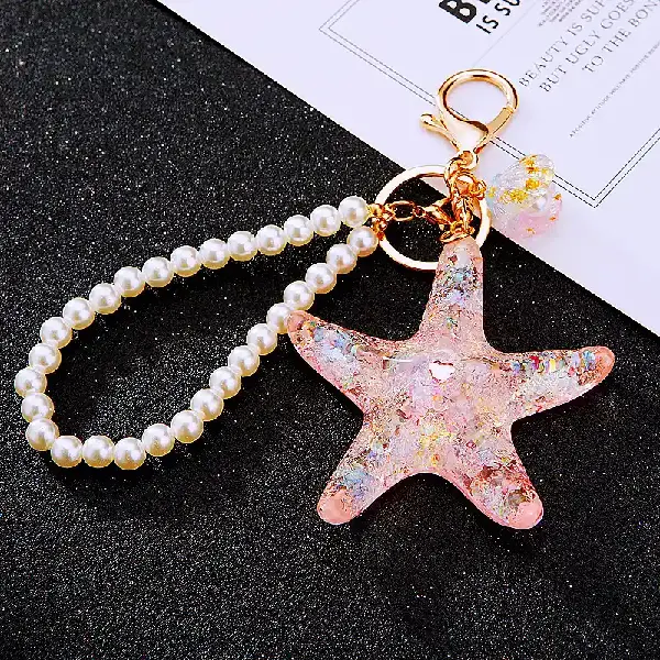 Pearl + jelly shell starfish pink-single OPP bag packaging,chaincharmsupply.com
