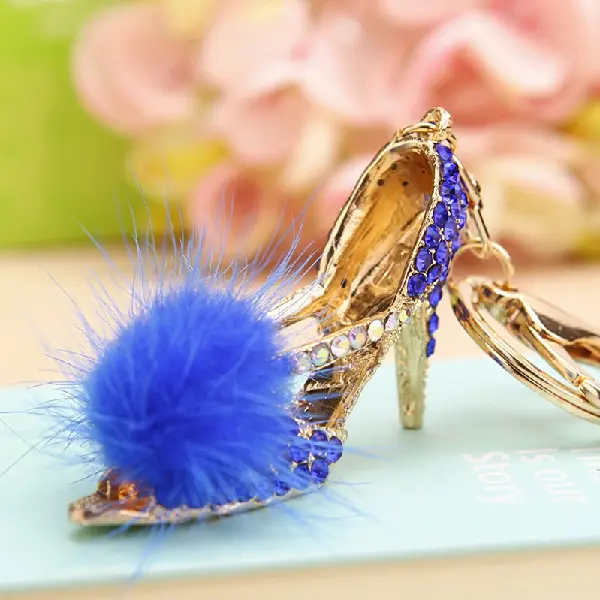 Plush high heels sapphire blue-single OPP bag packaging,chaincharmsupply.com