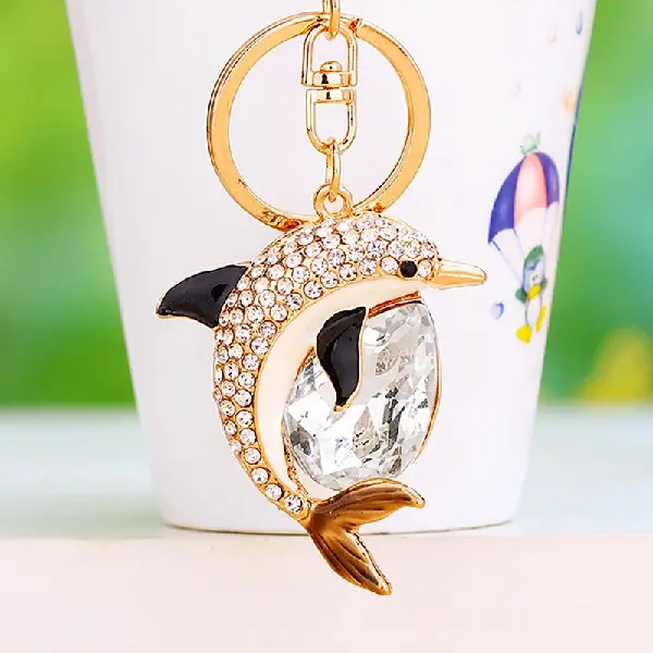 Holding gem dolphin white-single OPP bag packaging,chaincharmsupply.com
