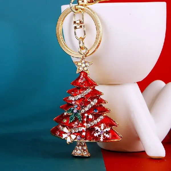 A373 Rhinestone-encrusted Christmas tree red-single OPP bag packaging,chaincharmsupply.com