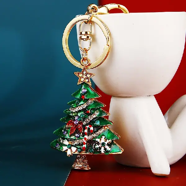 A373 Rhinestone-encrusted Christmas tree green-single OPP bag packaging,chaincharmsupply.com