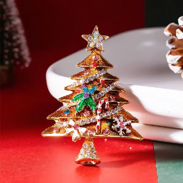 A373 Rhinestone-encrusted Christmas tree yellow-single OPP bag packaging,chaincharmsupply.com