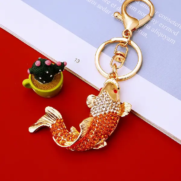 A451 Full Rhinestone Arowana Gold - Single OPP bag packaging,chaincharmsupply.com