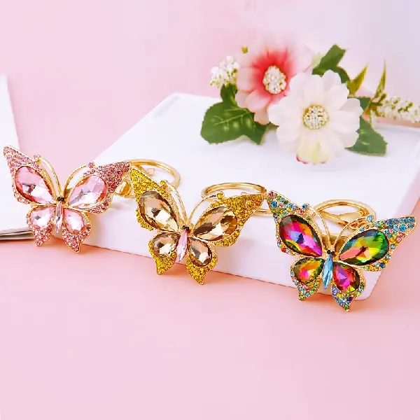 Gem butterfly color mixed hair-single OPP bag packaging,chaincharmsupply.com