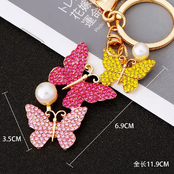 A33 three butterflies pink and yellow-single OPP bag packaging,chaincharmsupply.com
