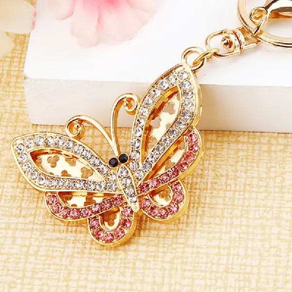 Rhinestone butterfly pink-single OPP bag packaging,chaincharmsupply.com