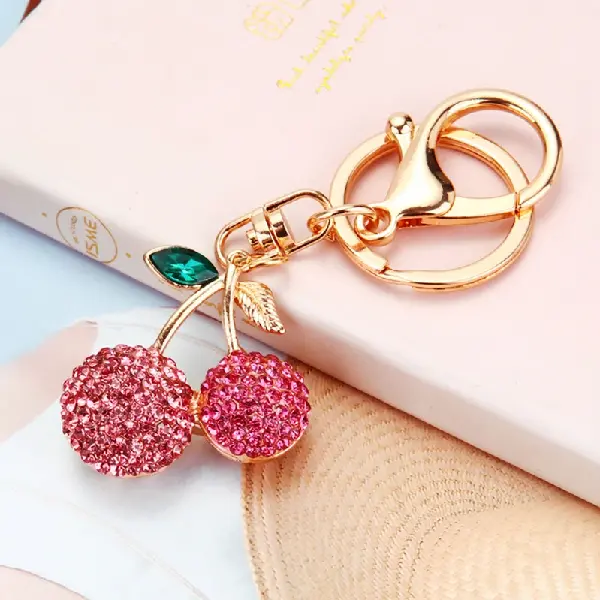 New full Rhinestone cherry pink-single OPP bag packaging,chaincharmsupply.com