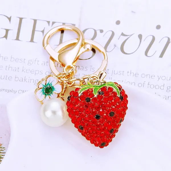 A322 full Rhinestone fruit strawberry-single OPP bag packaging,chaincharmsupply.com