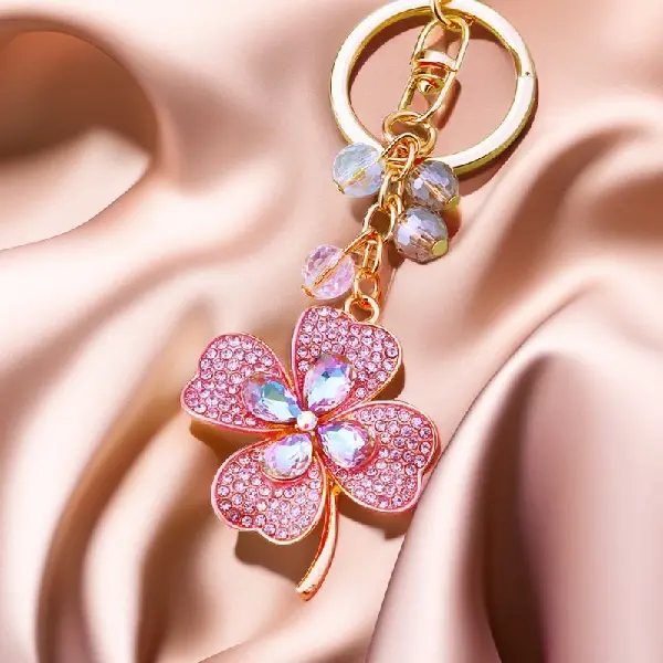 A132 Double Rhinestone Four-leaf Clover Purple-Single OPP bag packaging,chaincharmsupply.com