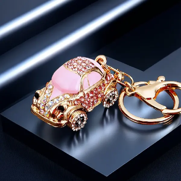 Cute Q version car pink-single OPP bag packaging,chaincharmsupply.com