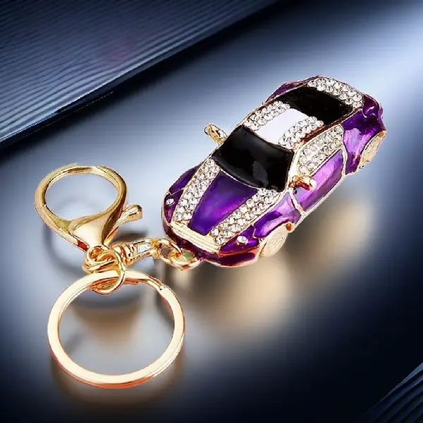 Full Rhinestone supercar purple-single OPP bag packaging,chaincharmsupply.com