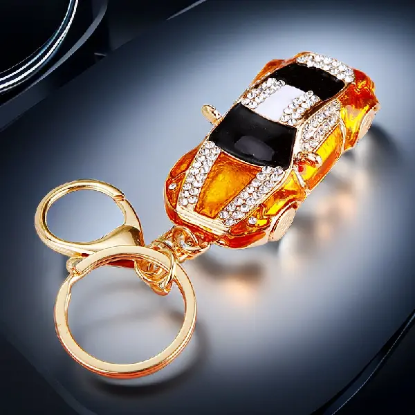 Full Rhinestone super car gold-single OPP bag packaging,chaincharmsupply.com