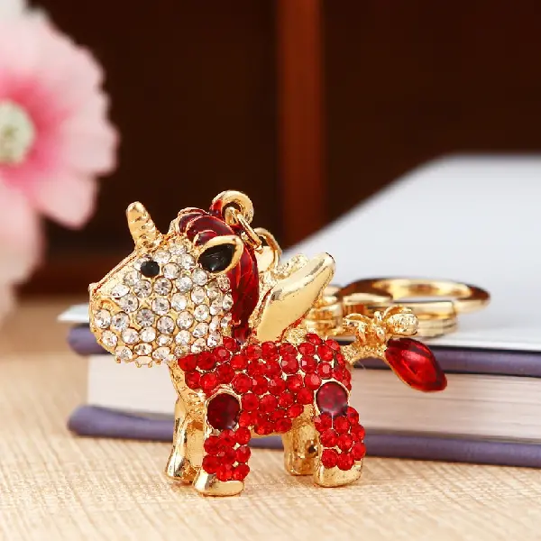 Rhinestone Unicorn Red-Individually packaged,chaincharmsupply.com
