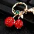 Wholesale Rhinestone Fruit Cherry Keychains for Retailers - Full Rhinestone cherry red-single OPP bag packaging