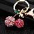Wholesale Rhinestone Fruit Cherry Keychains for Retailers - Full Rhinestone cherry pink-single OPP bag packaging