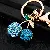 Wholesale Rhinestone Fruit Cherry Keychains for Retailers - Full Rhinestone cherry blue-single OPP bag packaging