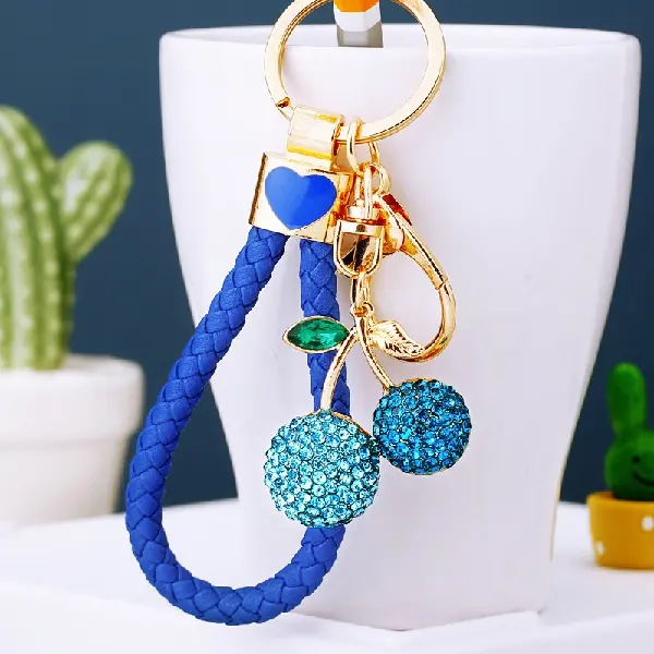 Royal blue rope + full Rhinestone cherry blue - single OPP bag packaging,chaincharmsupply.com