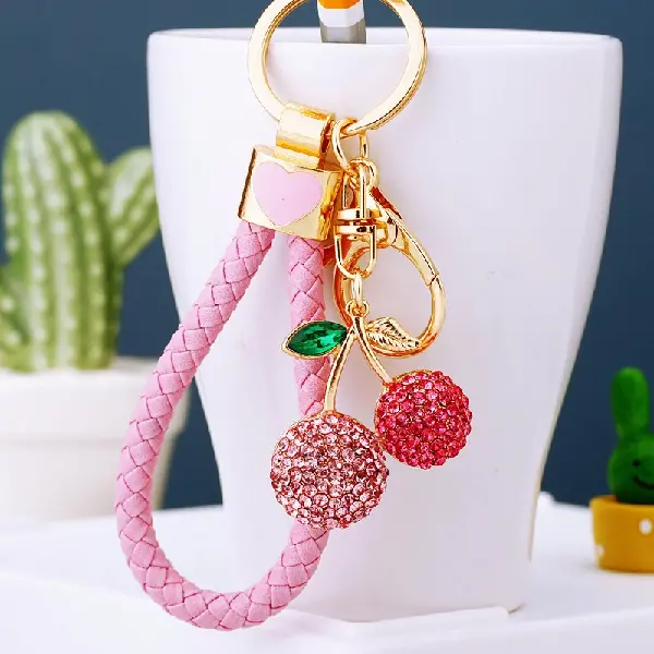 Pink rope + full Rhinestone cherry pink - single OPP bag packaging,chaincharmsupply.com
