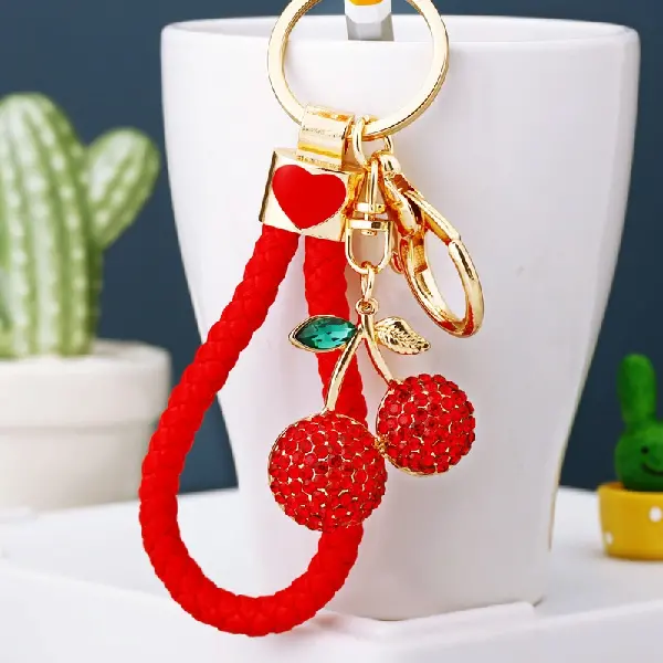 Red rope + full Rhinestone cherry red - single OPP bag packaging,chaincharmsupply.com
