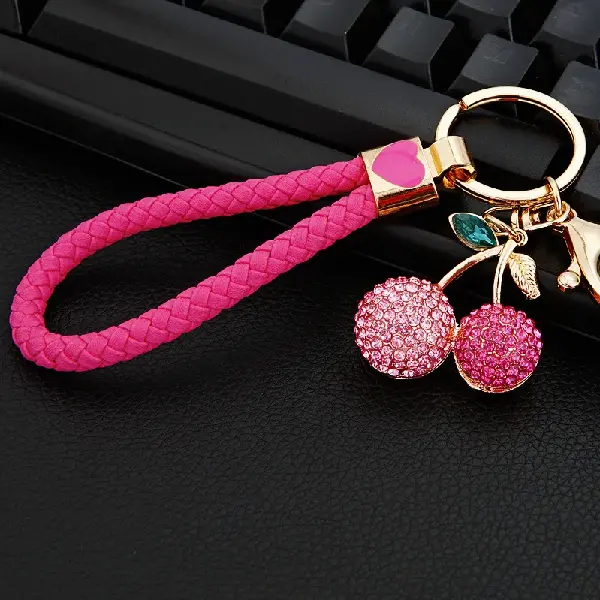 Rose red rope + full Rhinestone cherry pink - single OPP bag packaging,chaincharmsupply.com