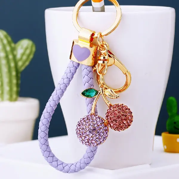 Light purple rope + full Rhinestone cherry purple - single OPP bag packaging,chaincharmsupply.com