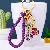 Wholesale Rhinestone Fruit Cherry Keychains for Retailers - Dark purple rope + full Rhinestone cherry purple - single OPP bag packaging