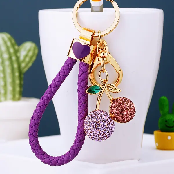 Dark purple rope + full Rhinestone cherry purple - single OPP bag packaging,chaincharmsupply.com
