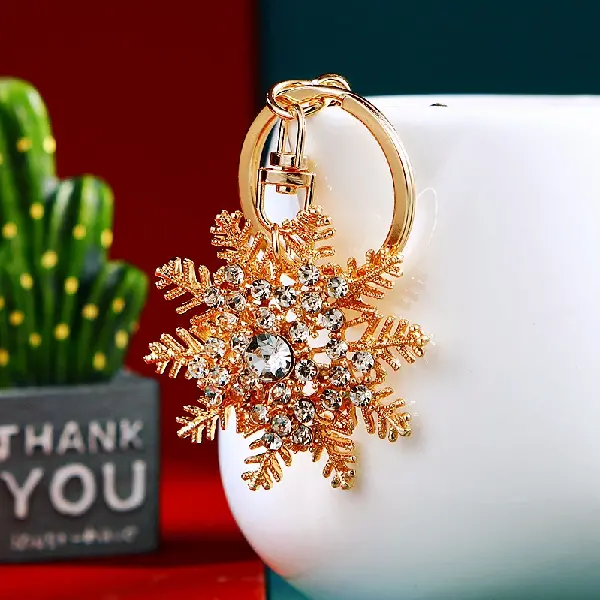 A285 Christmas Snowflake Golden White Rhinestone-Single OPP bag packaging,chaincharmsupply.com