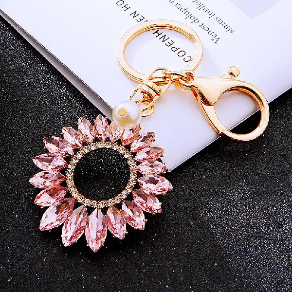 A267 Crystal Sunflower Pink-Single OPP bag packaging,chaincharmsupply.com