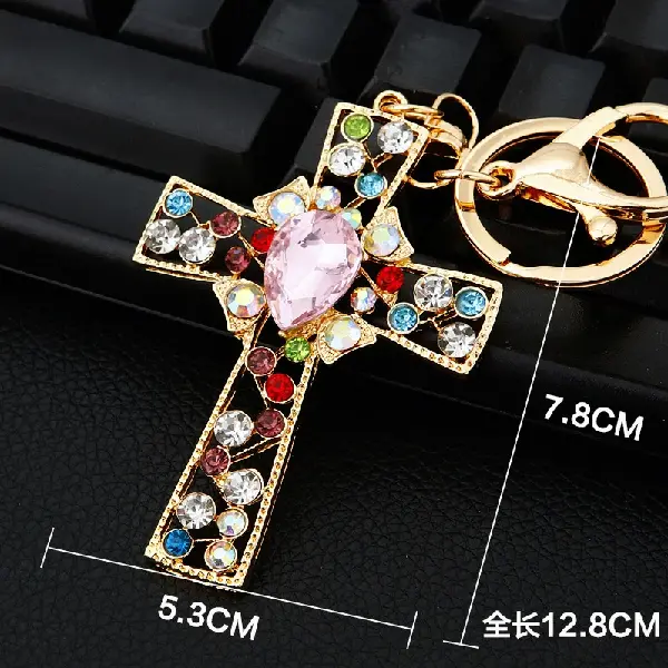A29 crystal cross pink Rhinestone-single OPP bag packaging,chaincharmsupply.com