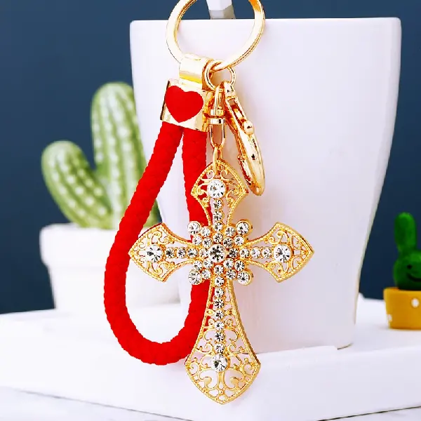 Red rope + A28 cross hollow pattern - single OPP bag packaging,chaincharmsupply.com