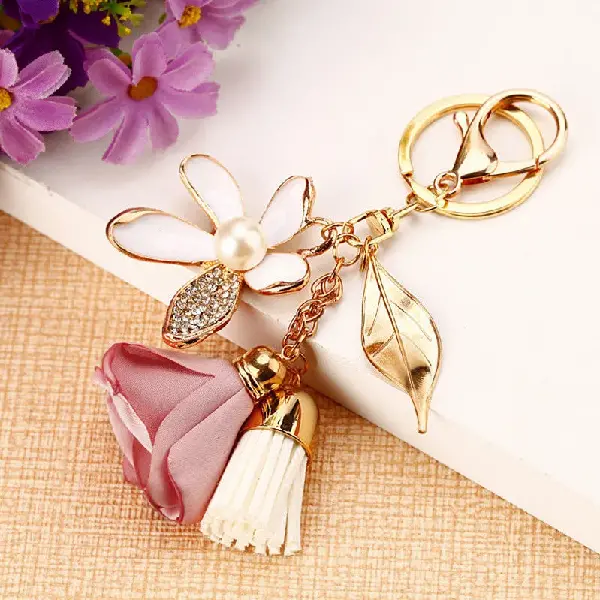 Metal tassel pink and white series-single OPP bag packaging,chaincharmsupply.com