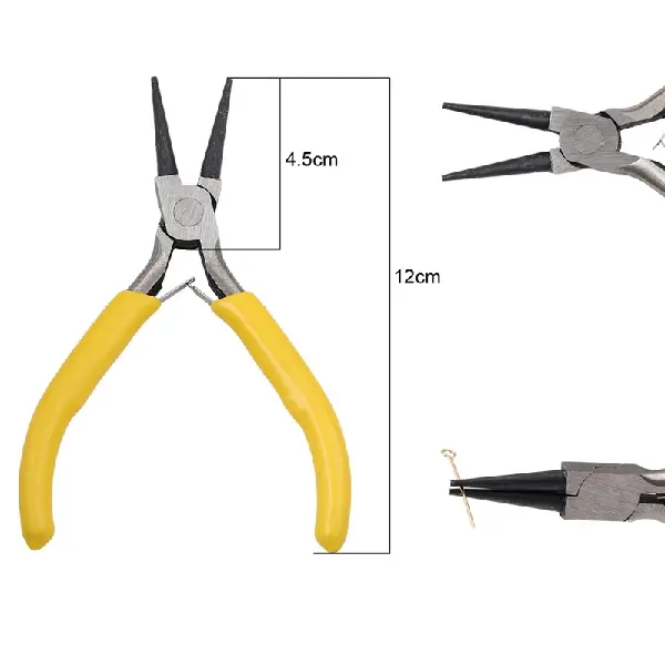 Yellow handle double round pliers, length about 12cm - 1 pair,chaincharmsupply.com