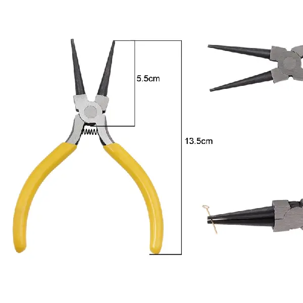 Yellow handle long double round pliers, length about 13.5cm - 1 pair,chaincharmsupply.com
