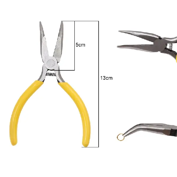 Yellow handle curved nose pliers (no teeth) length about 13cm - 1 pair,chaincharmsupply.com