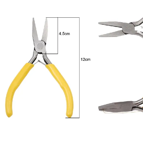 Yellow handle flat nose pliers (no teeth), length about 12cm - 1 pair,chaincharmsupply.com