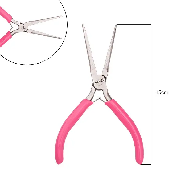 Upgraded model - Glitter handle, long needle nose pliers (no teeth), about 15cm long - 1 pair,chaincharmsupply.com