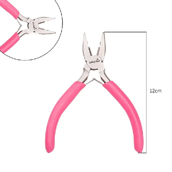 Upgraded model - bright pink handle, mysterious steel pliers, length 12cm - 1 pair,chaincharmsupply.com
