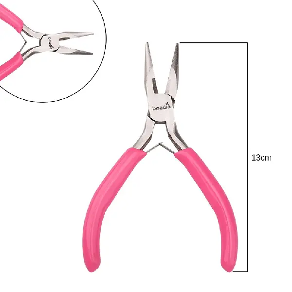 Upgraded model - Glitter handle needle nose pliers, about 13cm long - 1 pair,chaincharmsupply.com