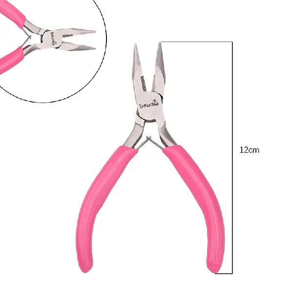 Upgraded model - Glitter handle needle nose pliers (no teeth), about 12cm long - 1 pair,chaincharmsupply.com
