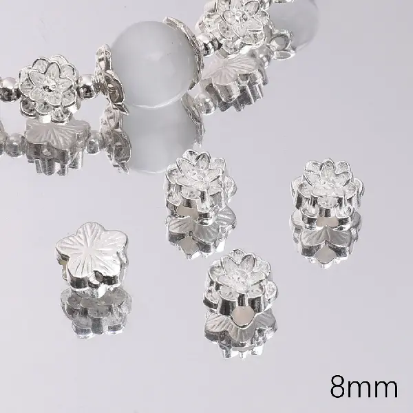 12 styles, 8mm, aperture about 1mm, silver, 10 pcs/pack,chaincharmsupply.com
