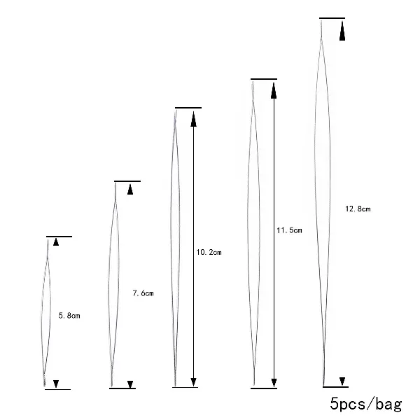 Open manganese steel beading needle 5.8/7.6/10.2/11.5/12.8cm 1 each - 1 pc/pack,chaincharmsupply.com