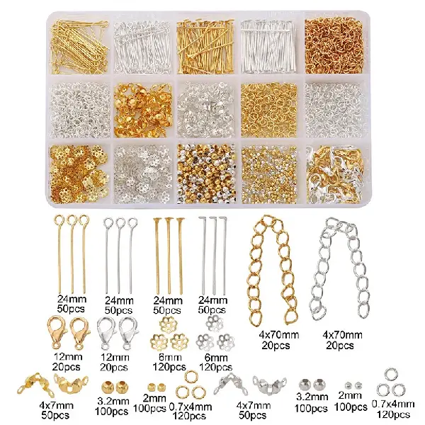 Gold/Silver About 1260pcs 1 set/pack,chaincharmsupply.com