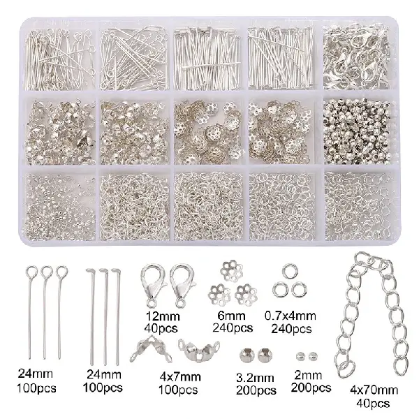 Silver, about 1260pcs 1 set/pack,chaincharmsupply.com